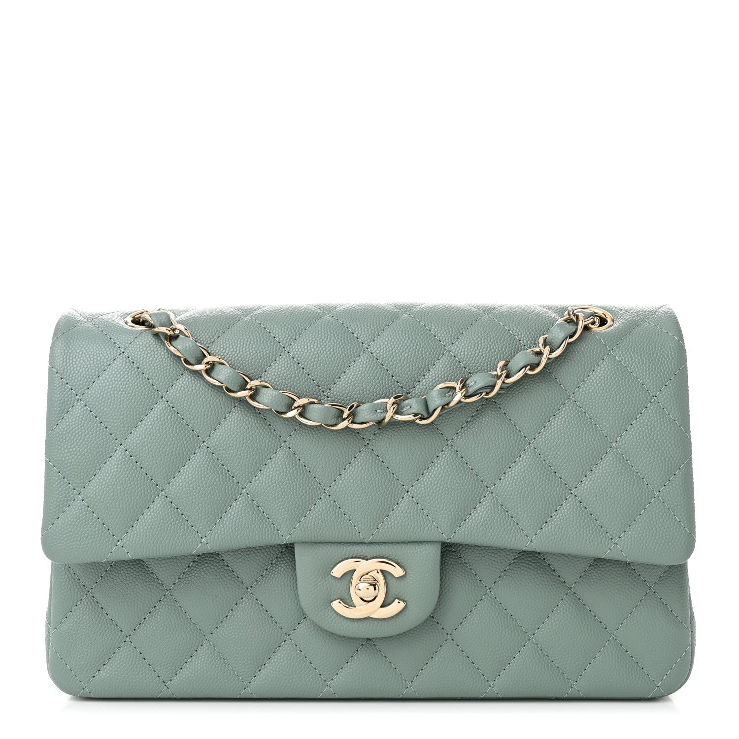 Chanel Caviar Quilted Medium Double Flap Dark Green 1 of 11