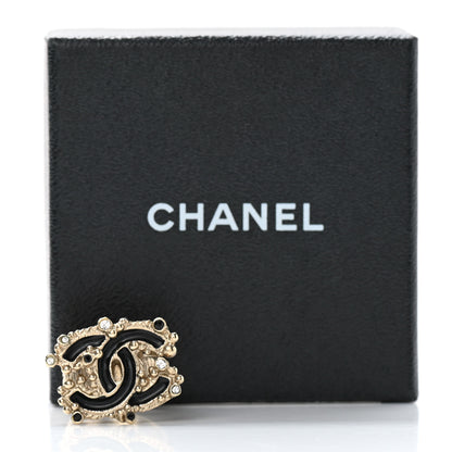 Chanel Enamel Crystal CC Ring 5 Black 5 of 5