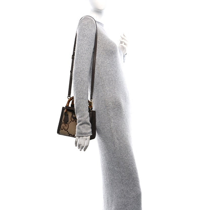 Gucci Monogram Jumbo GG Textured Dollar Calfskin Mini Diana Tote Bag Camel Ebony New Acero 2 of 14
