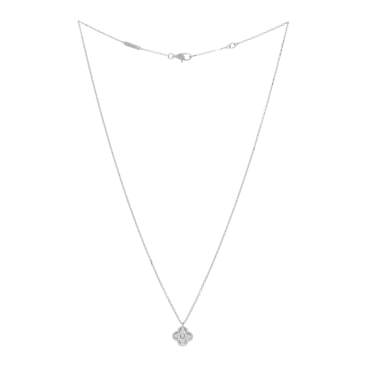 Van Cleef & Arpels 18K White Gold Diamond Sweet Alhambra Pendant Necklace 2 of 3