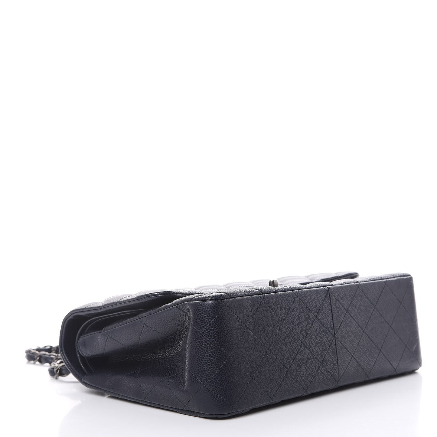 Caviar Quilted Jumbo Double Flap Navy Blue