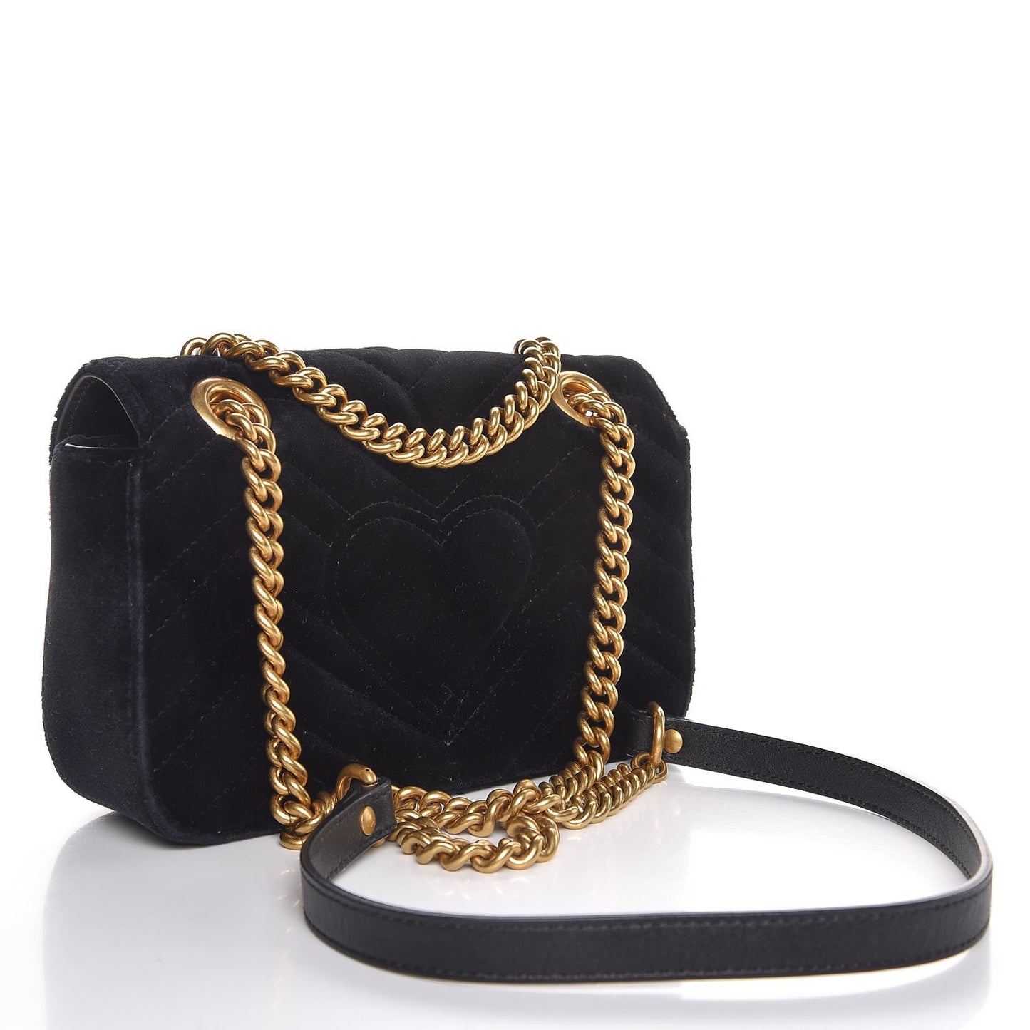 Velvet Matelasse Mini GG Marmont Shoulder Bag Black