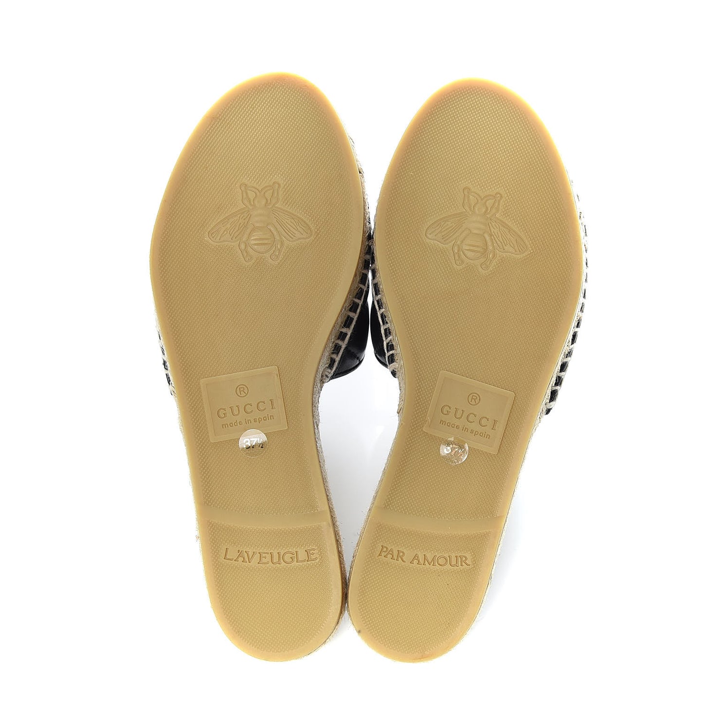 Nappa Matelasse GG Marmont Espadrille Slide Sandals 37.5 Black