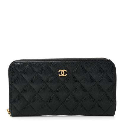 Chanel Caviar Quilted Large Gusset Zip Around Wallet Black 1 of 9