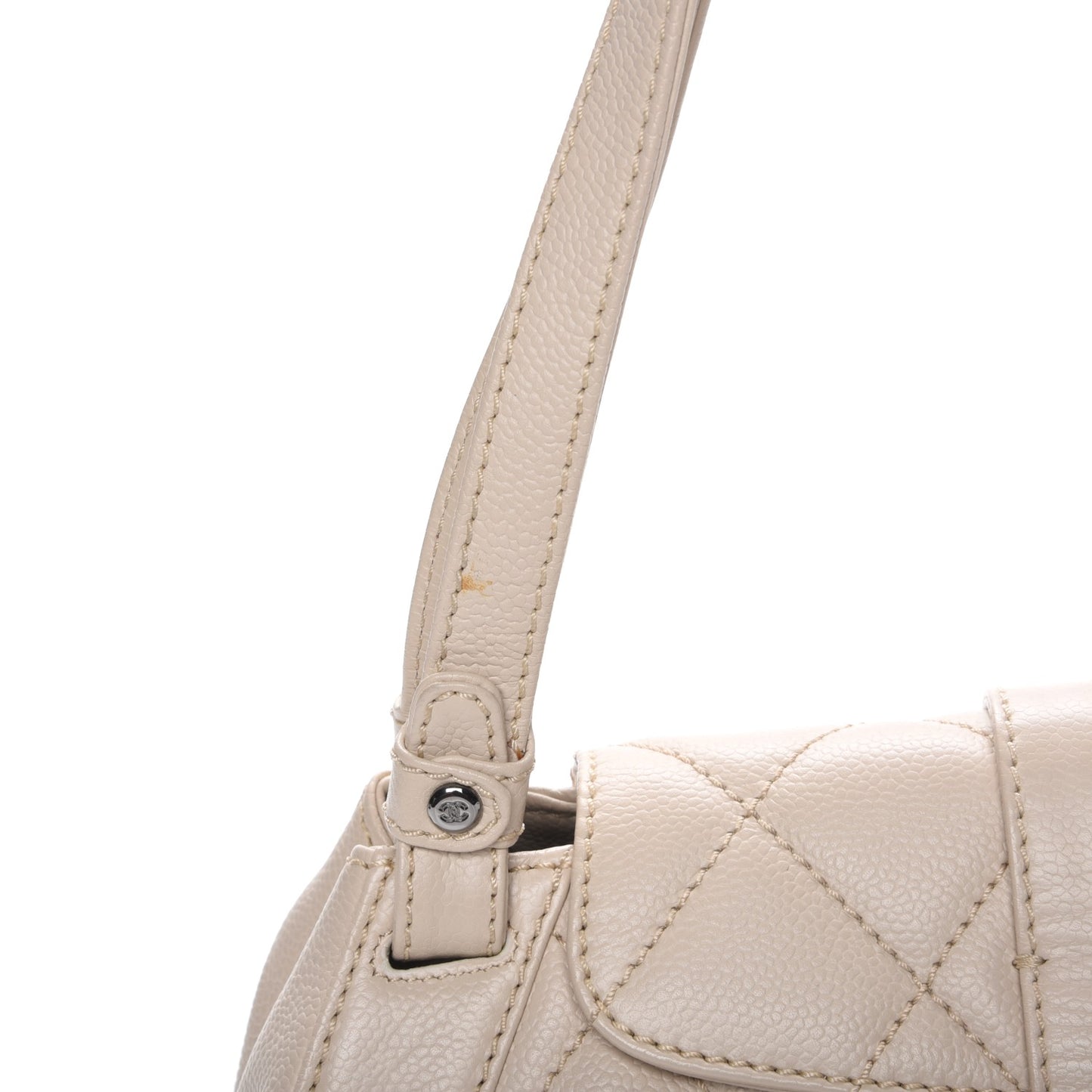 Caviar Quilted Mademoiselle Flap Bag Light Beige
