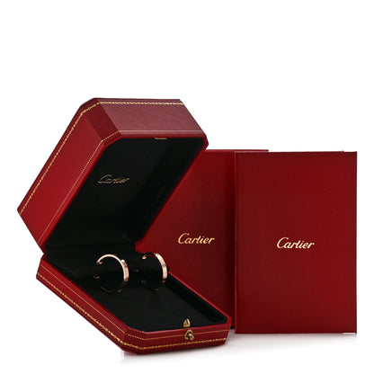 Cartier 18K Pink Gold 3 Diamond 3.5mm LOVE Hoop Earrings 5 of 5