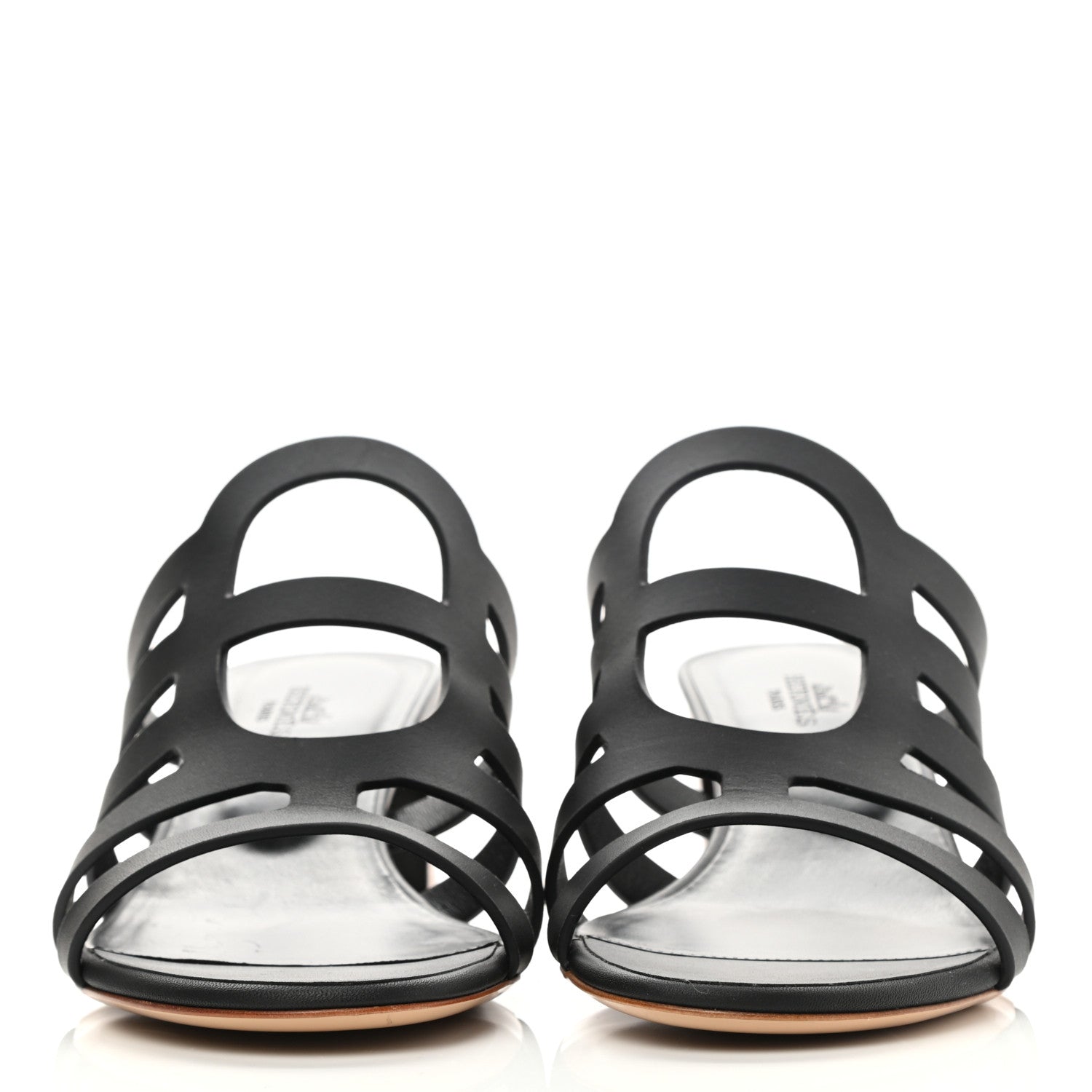 Hermes Calfskin Celena 50 Sandals 37.5 Black 2 of 9