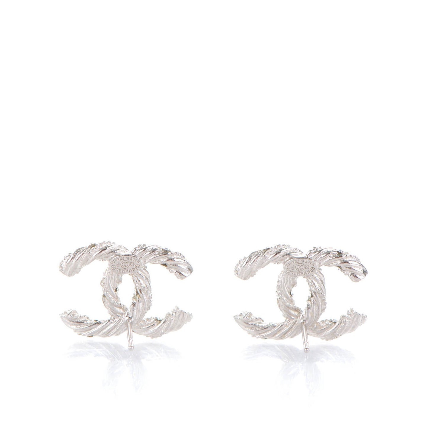 Crystal CC Twisted Earrings Silver