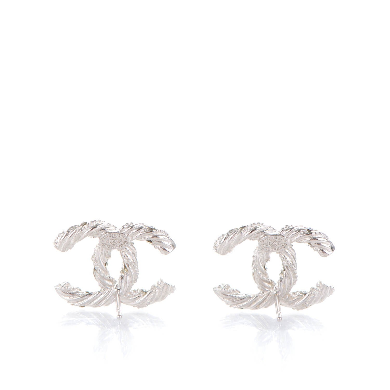Chanel Crystal CC Twisted Earrings Silver 3 of 5