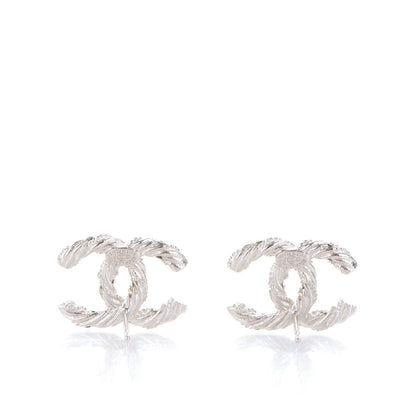 Chanel Crystal CC Twisted Earrings Silver 3 of 5