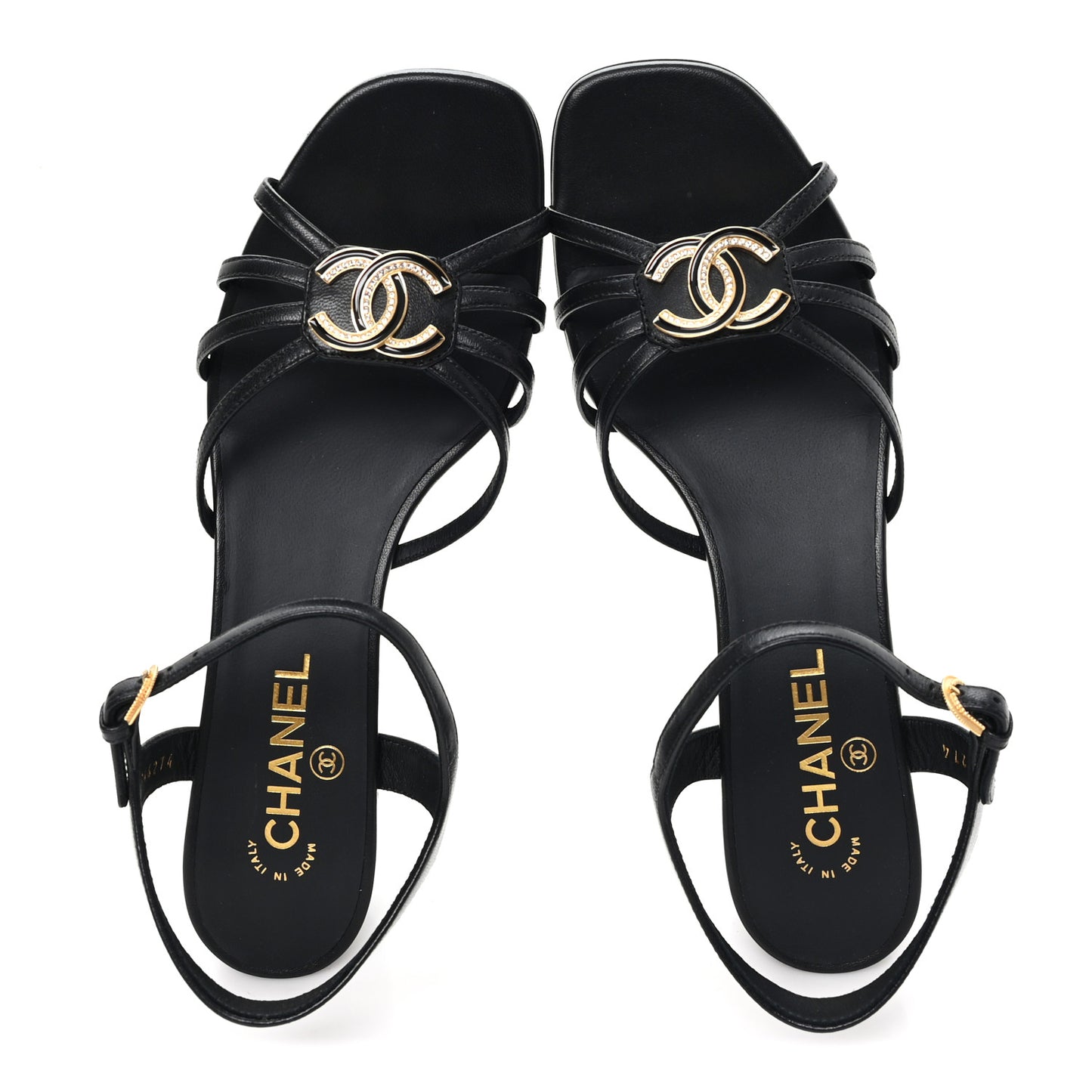Lambskin Crystal CC Sandals 40 Black