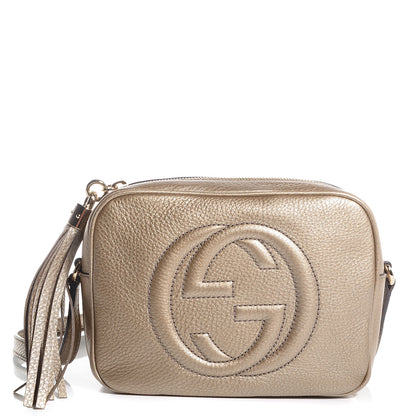 Gucci Metallic Pebbled Calfskin Small Soho Disco Bag Golden Beige 1 of 7