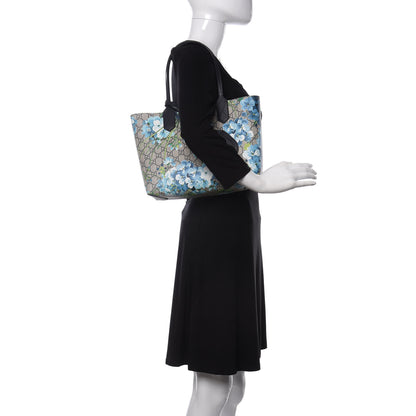 Gucci GG Supreme Monogram Blooms Small Reversible Tote Beige Blue Navy 2 of 9
