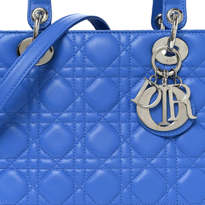 Christian Dior Lambskin Cannage Medium Lady Dior Blue Persan 8 of 10