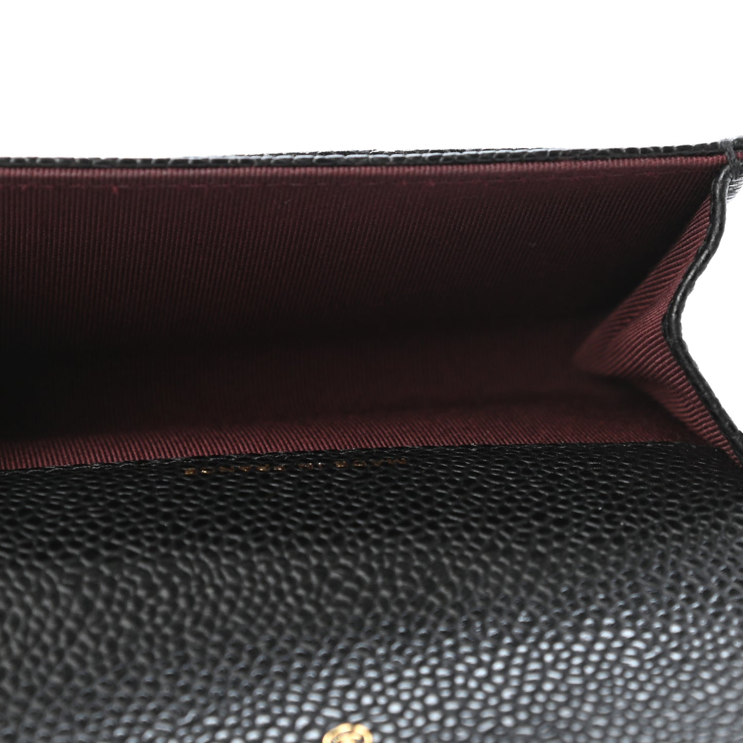 Caviar Quilted Flap Card Holder Wallet Black