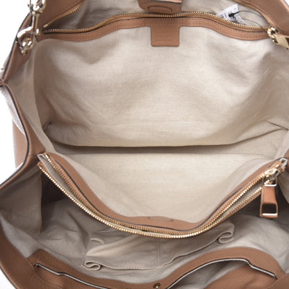 Gucci Pebbled Calfskin Large Bamboo Shopper Tote Camelia 11 of 12
