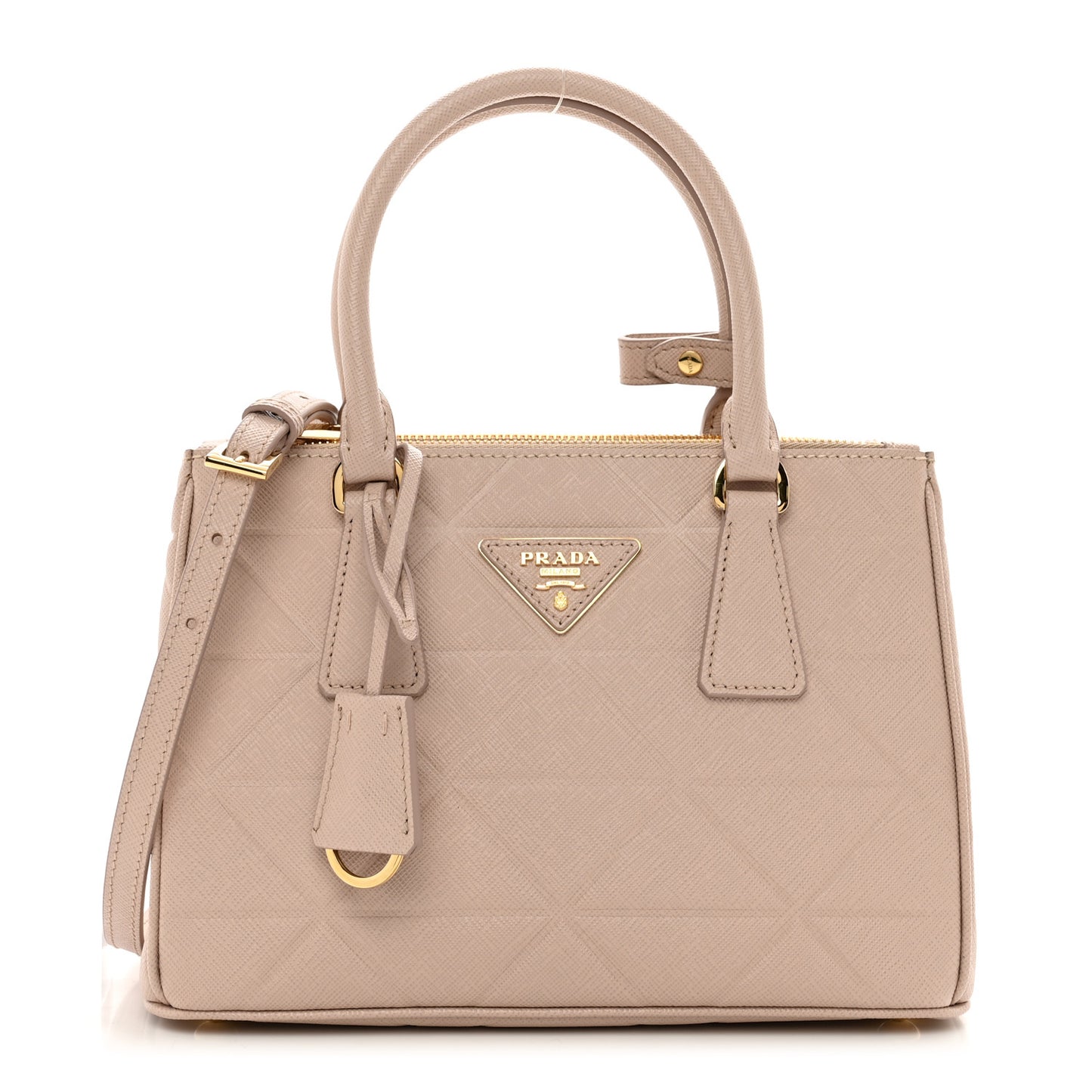 Saffiano Triangle Small Galleria Double Zip Tote Cammeo