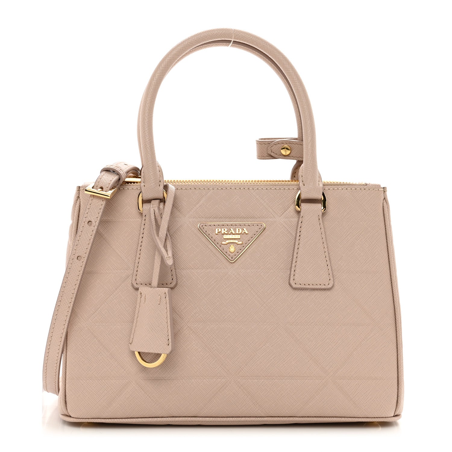 Prada Saffiano Triangle Small Galleria Double Zip Tote Cammeo 1 of 9