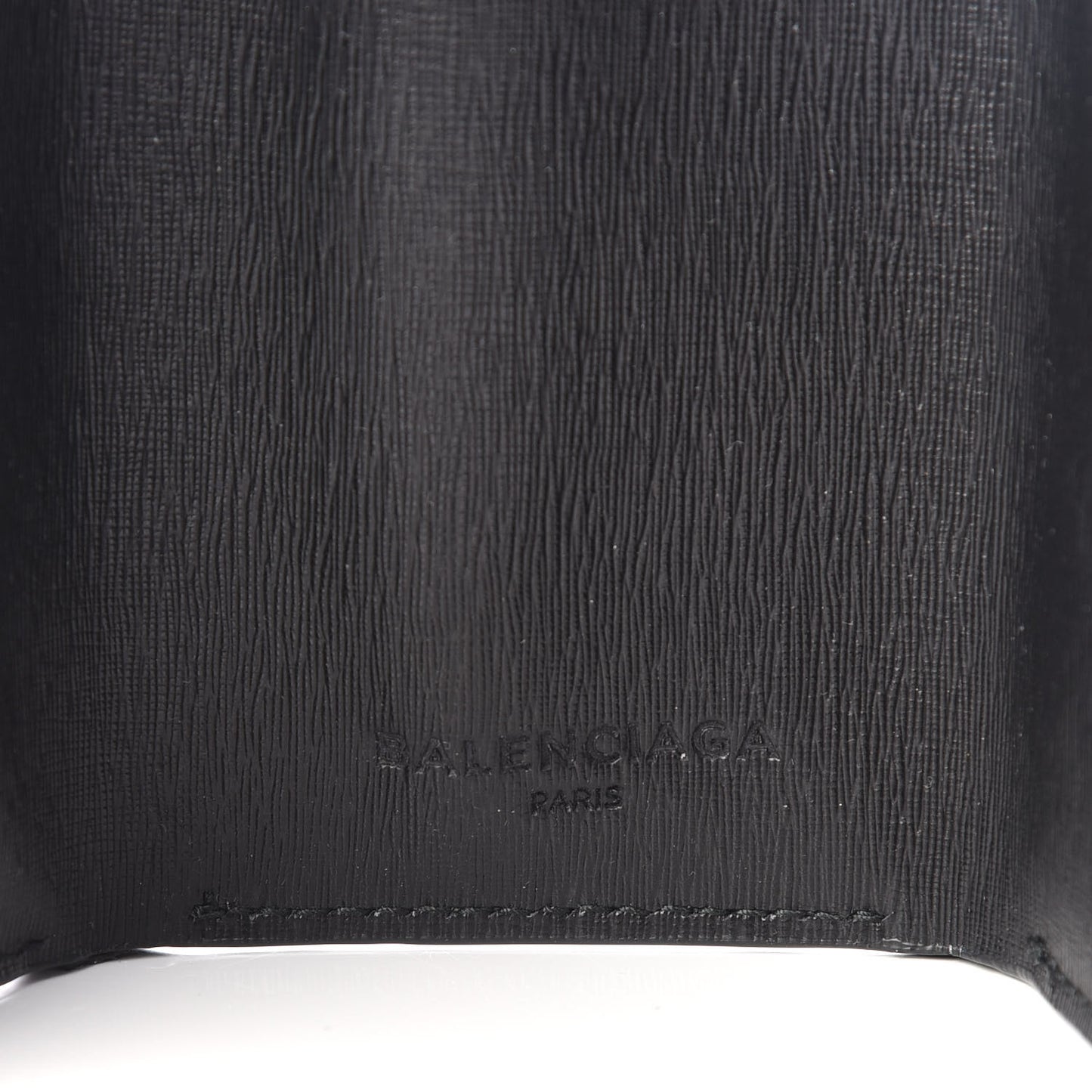 Striped Calfskin Logo Mini Wallet Black