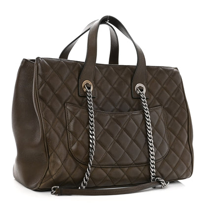 Chanel Caviar Quilted Large Casual Pocket Tote Khaki 4 of 11