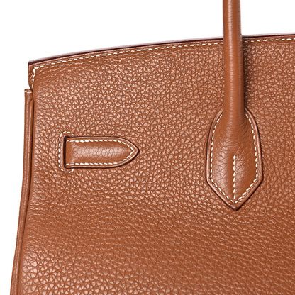 Hermes Taurillon Clemence Birkin 35 Gold 33 of 41
