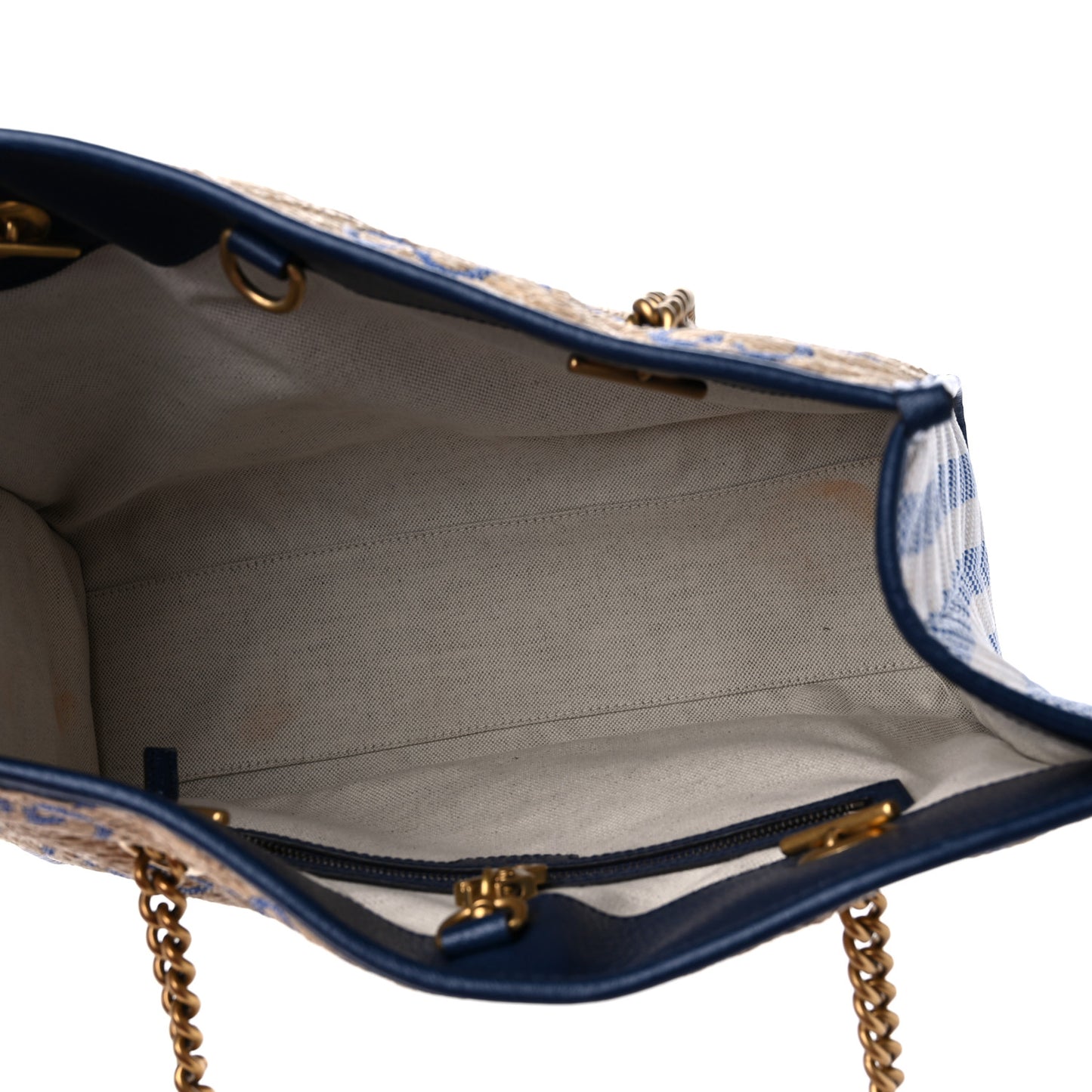 Raffia GG Monogram Matelasse Medium GG Marmont Shoulder Tote Natural Royale Off White