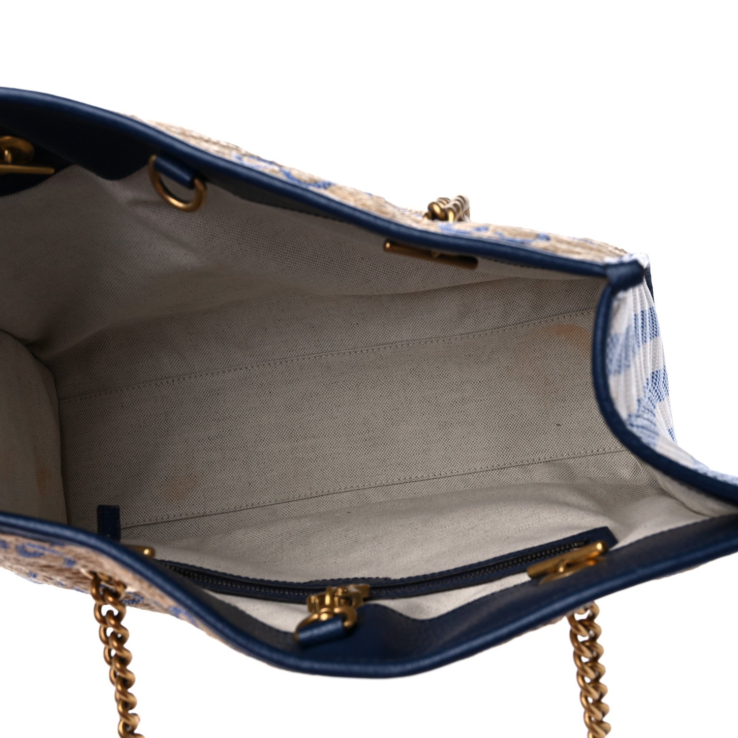 Gucci Raffia GG Monogram Matelasse Medium GG Marmont Shoulder Tote Natural Royale Off White 5 of 11