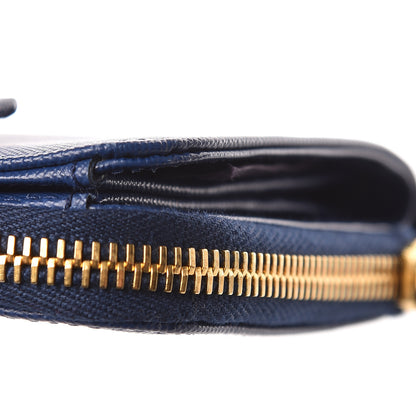 Prada Saffiano Metal Compact Zip Around Wallet Bluette 10 of 10