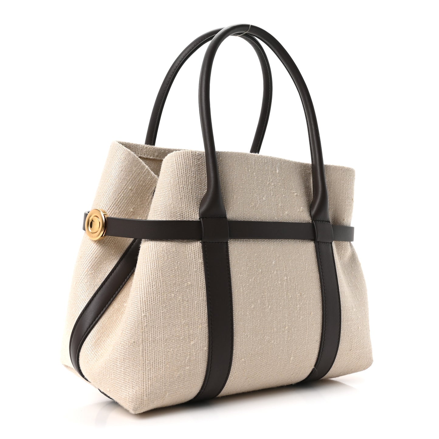Silk Calfskin Small Ghiera Shopper Tote Milk Amber Dark Chocolate Licorice