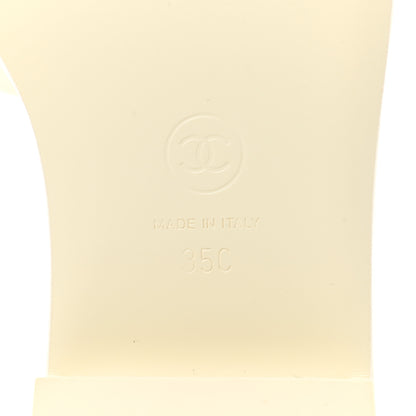 Chanel Lambskin Embroidered Logo Mules 35 Ivory Black 6 of 9