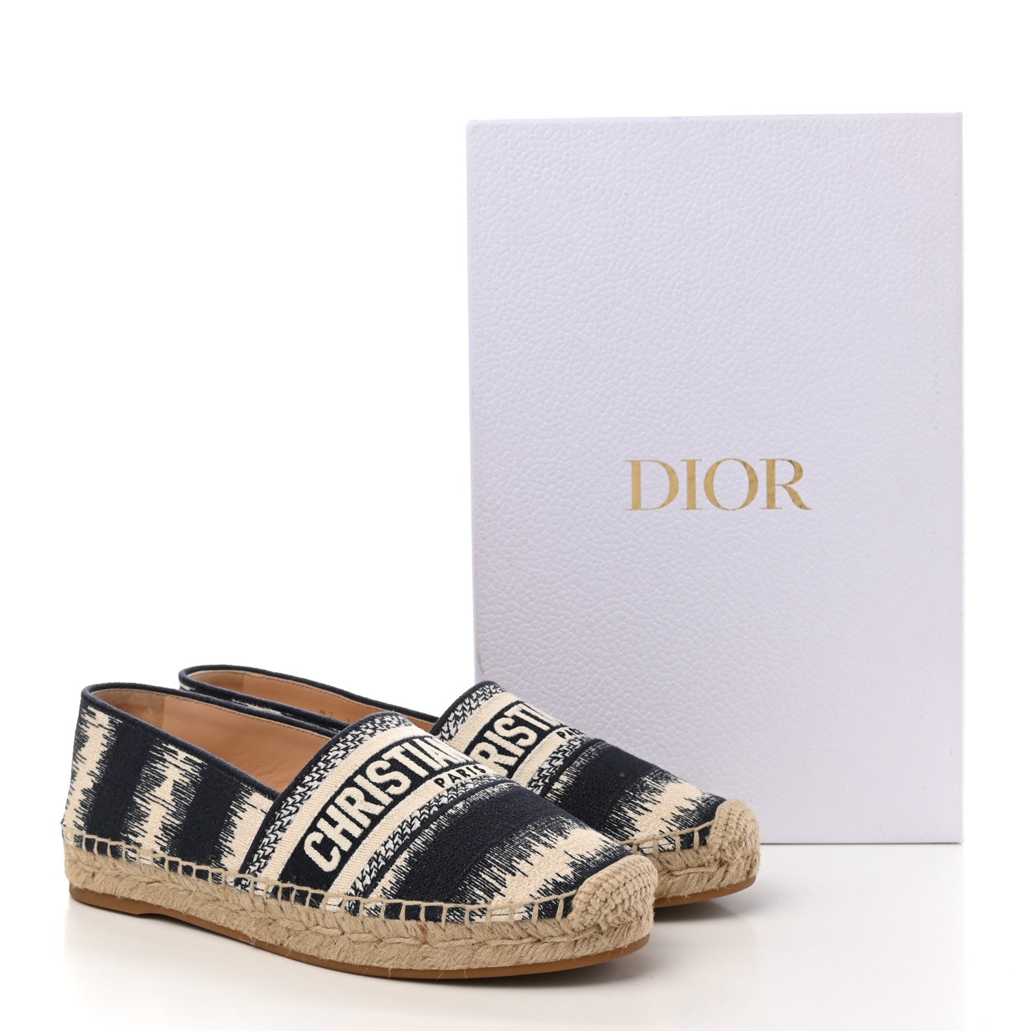 Christian Dior Cotton D-Stripes Embroidered Granville 15mm Espadrilles 36.5 Deep Blue 9 of 9