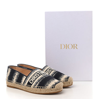 Christian Dior Cotton D-Stripes Embroidered Granville 15mm Espadrilles 36.5 Deep Blue 9 of 9