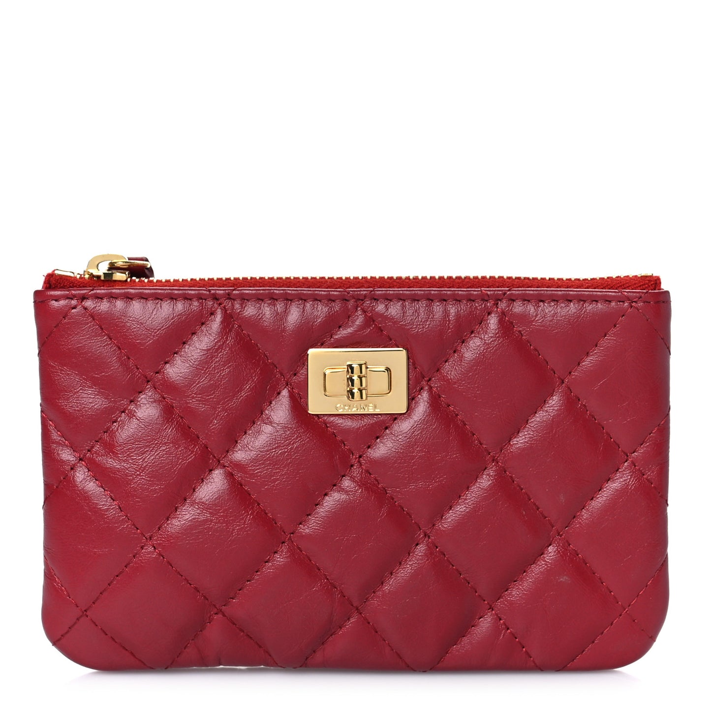 Aged Calfskin Quilted Small Reissue Cosmetic Case Red