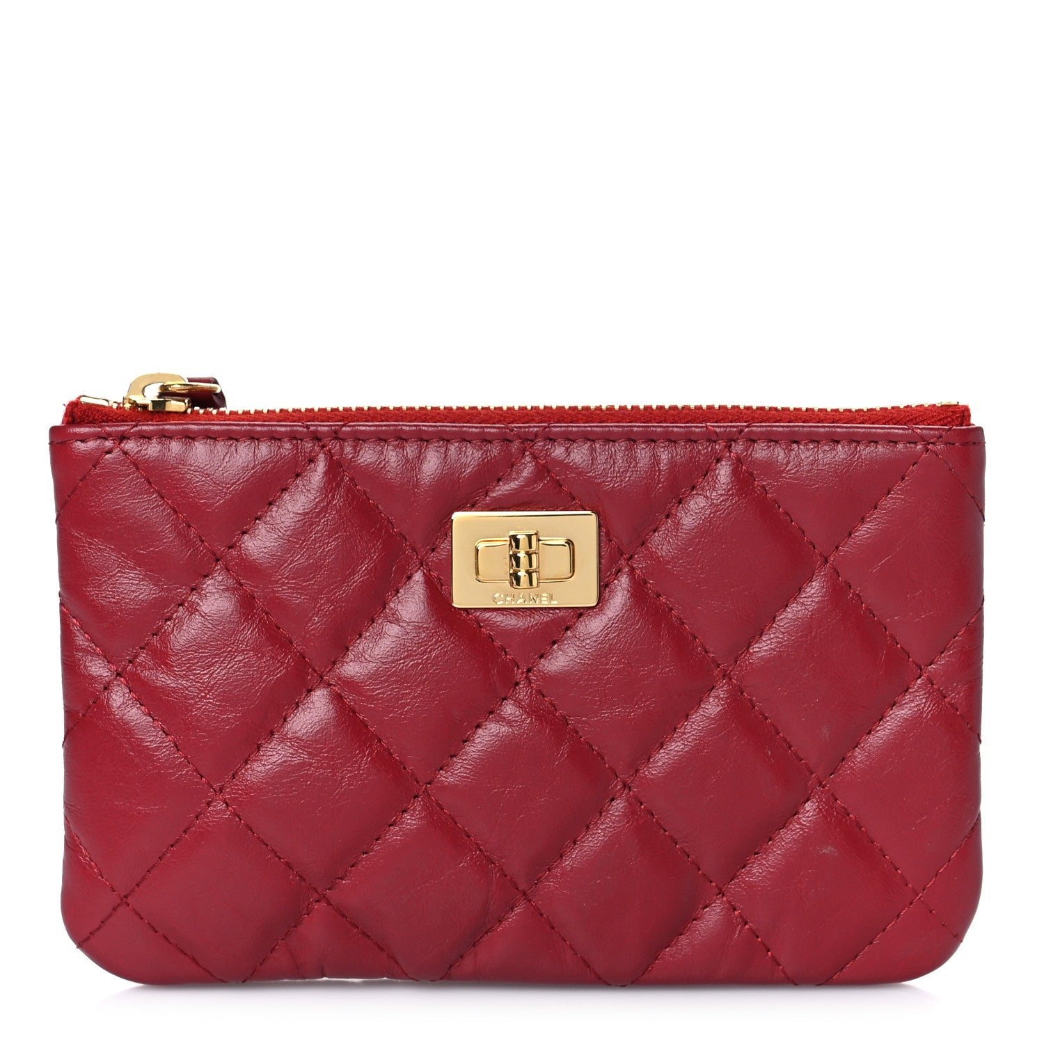 Chanel Aged Calfskin Quilted Small Reissue Cosmetic Case Red 1 of 10