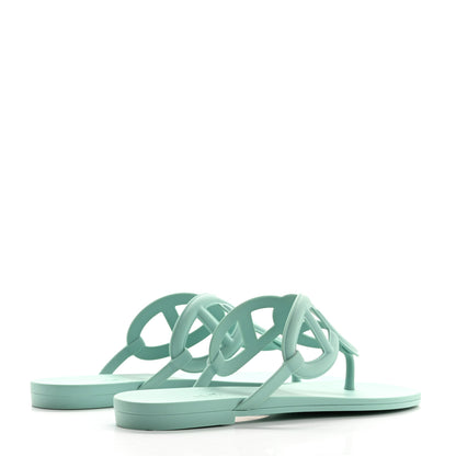 Hermes Rubber Womens Egerie Sandals 37 Vert Embrun 4 of 9