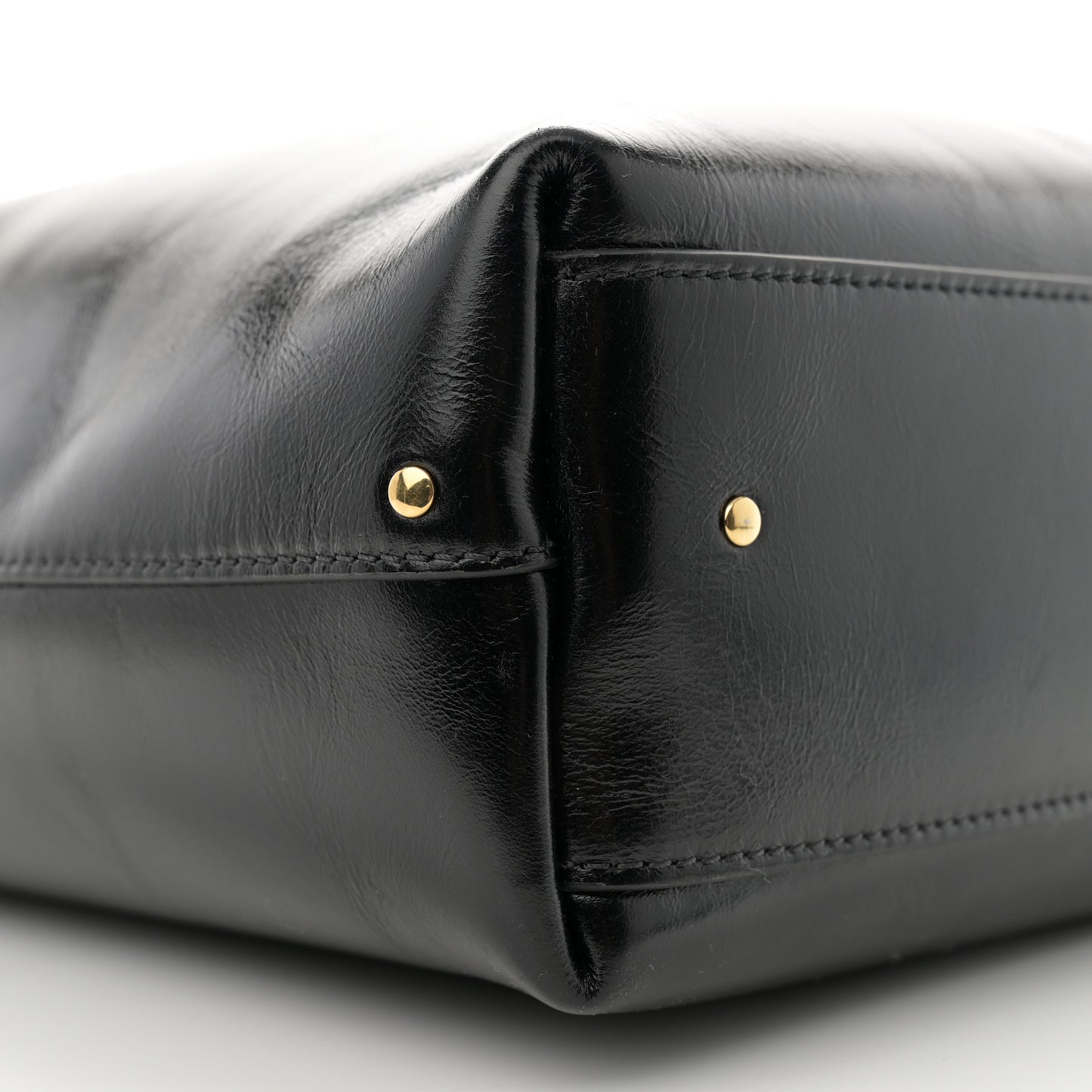 Shiny Calfskin Small Marcie Hobo Bag Black