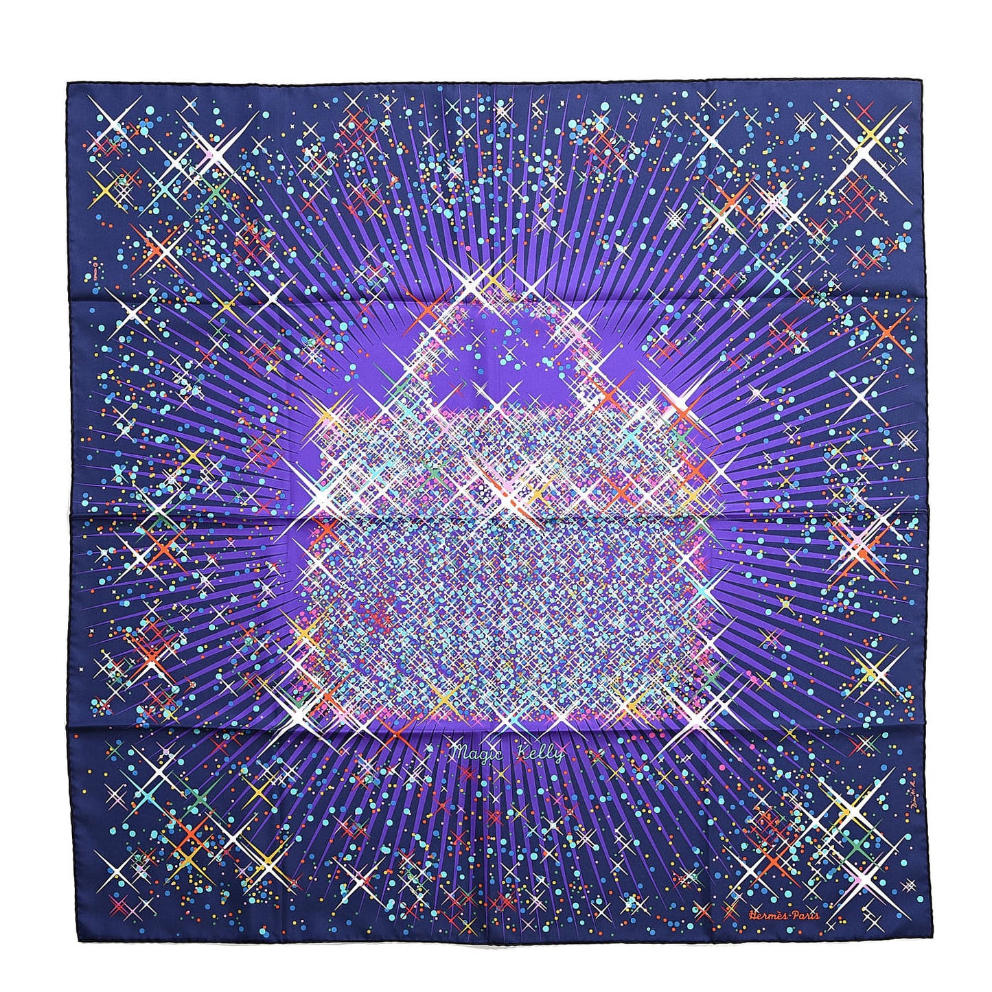 Silk Magic Kelly Scarf 90 Marine Violet Turquoise