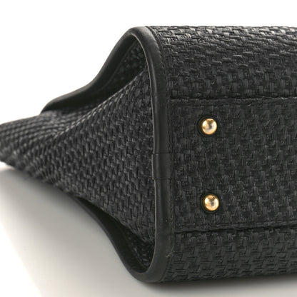 Chanel Straw Raffia Calfskin Chain Small Deauville Tote Black 9 of 12