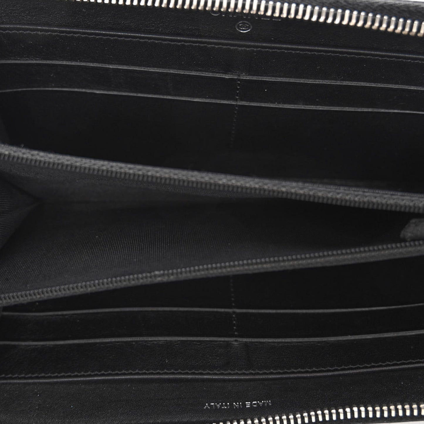Patent Quilted Zip Around Wallet Black
