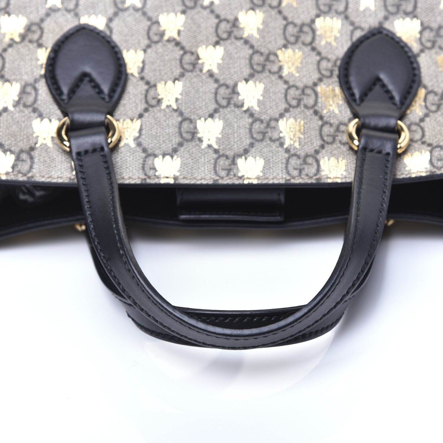 Gucci Soft GG Supreme Monogram Bees Small Crossbody Tote Beige Oro Black 10 of 13