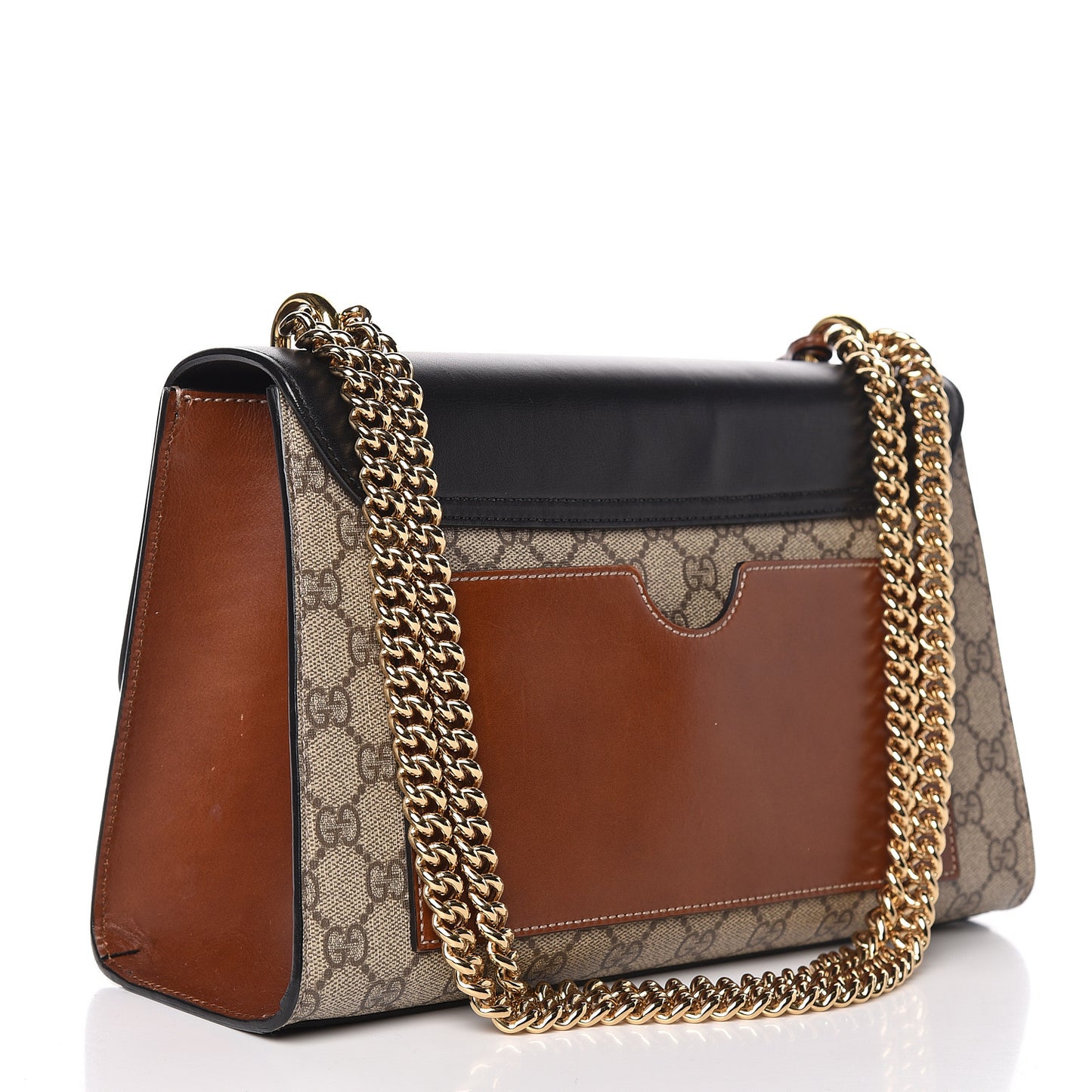 GG Supreme Monogram Calfskin Medium Padlock Shoulder Bag Beige Black Cuir