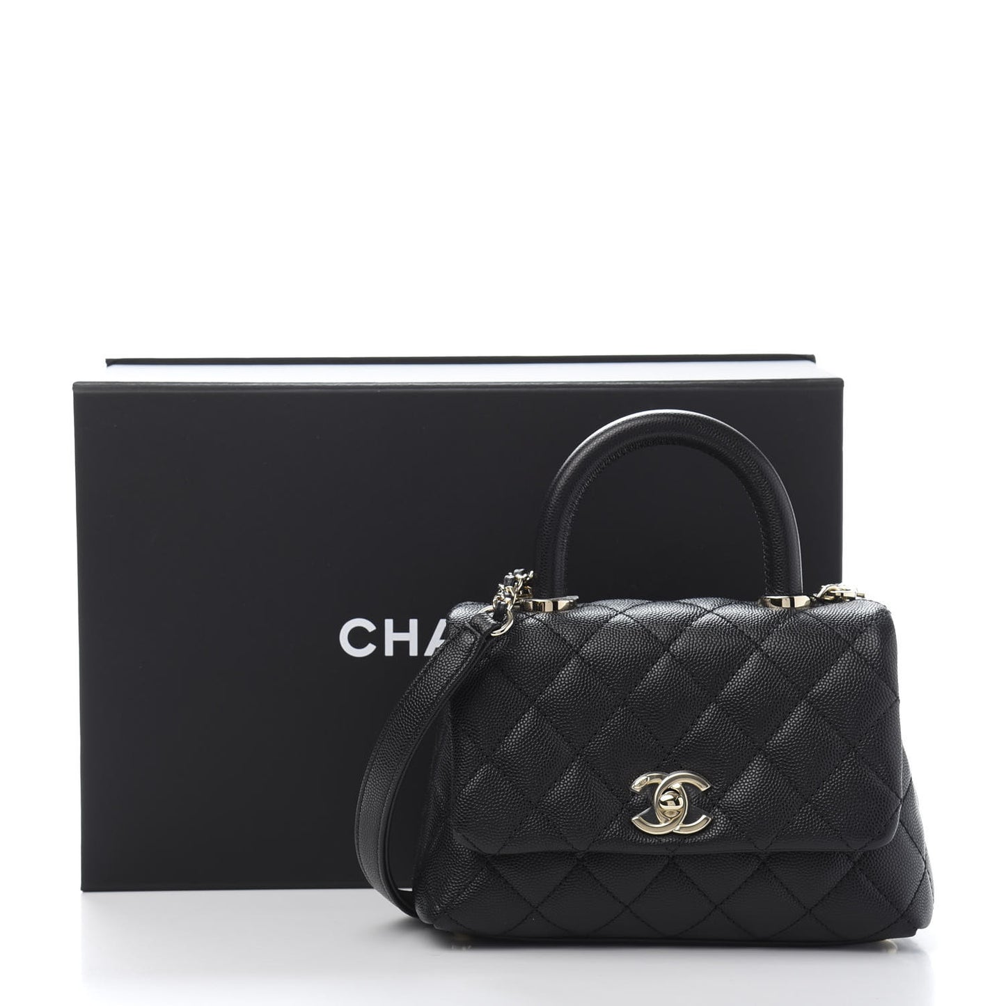 Caviar Quilted Extra Mini Coco Handle Flap Black