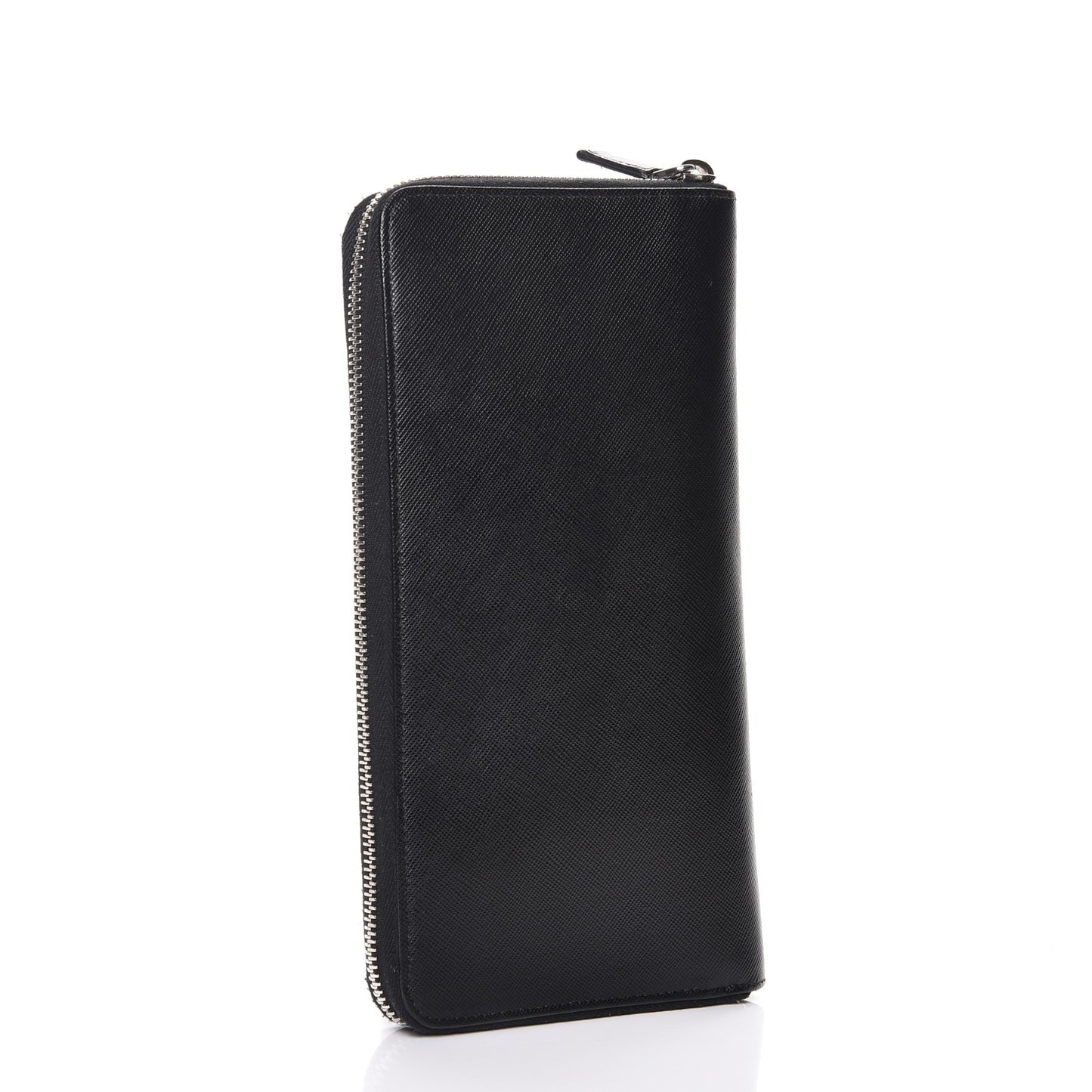 Saffiano Metal Zip Around Travel Wallet Black