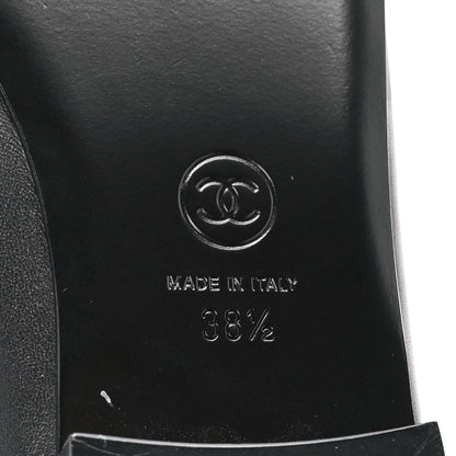 Chanel Lambskin Cap Toe Ballerina Flats 38.5 Black Grey 6 of 9