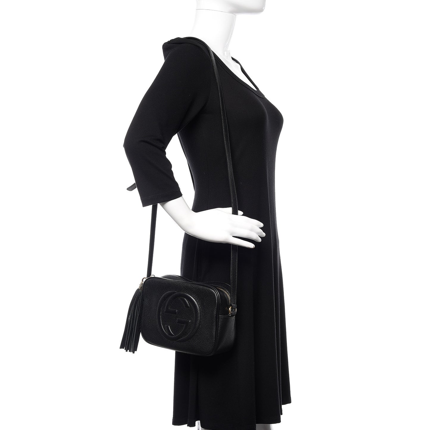 Pebbled Calfskin Small Soho Disco Bag Black