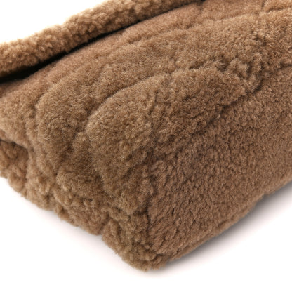 Saint Laurent Shearling Lambskin Quilted Sade Puffer Envelope Clutch Natural Brown 11 of 12
