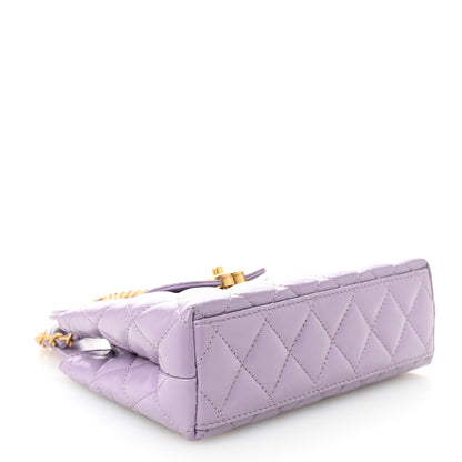 Chanel Shiny Aged Calfskin Quilted Nano Kelly Shopper Lilac 4 of 10
