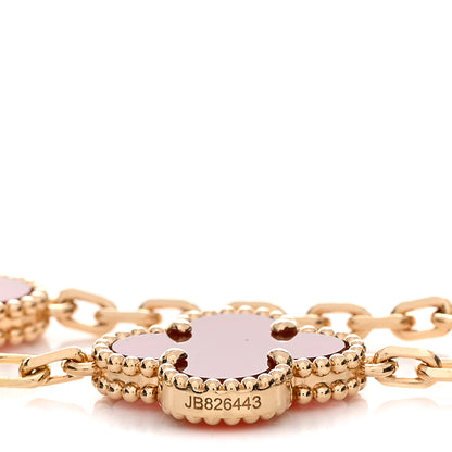 Van Cleef & Arpels 18K Yellow Gold Carnelian 5 Motifs Vintage Alhambra Bracelet 3 of 4