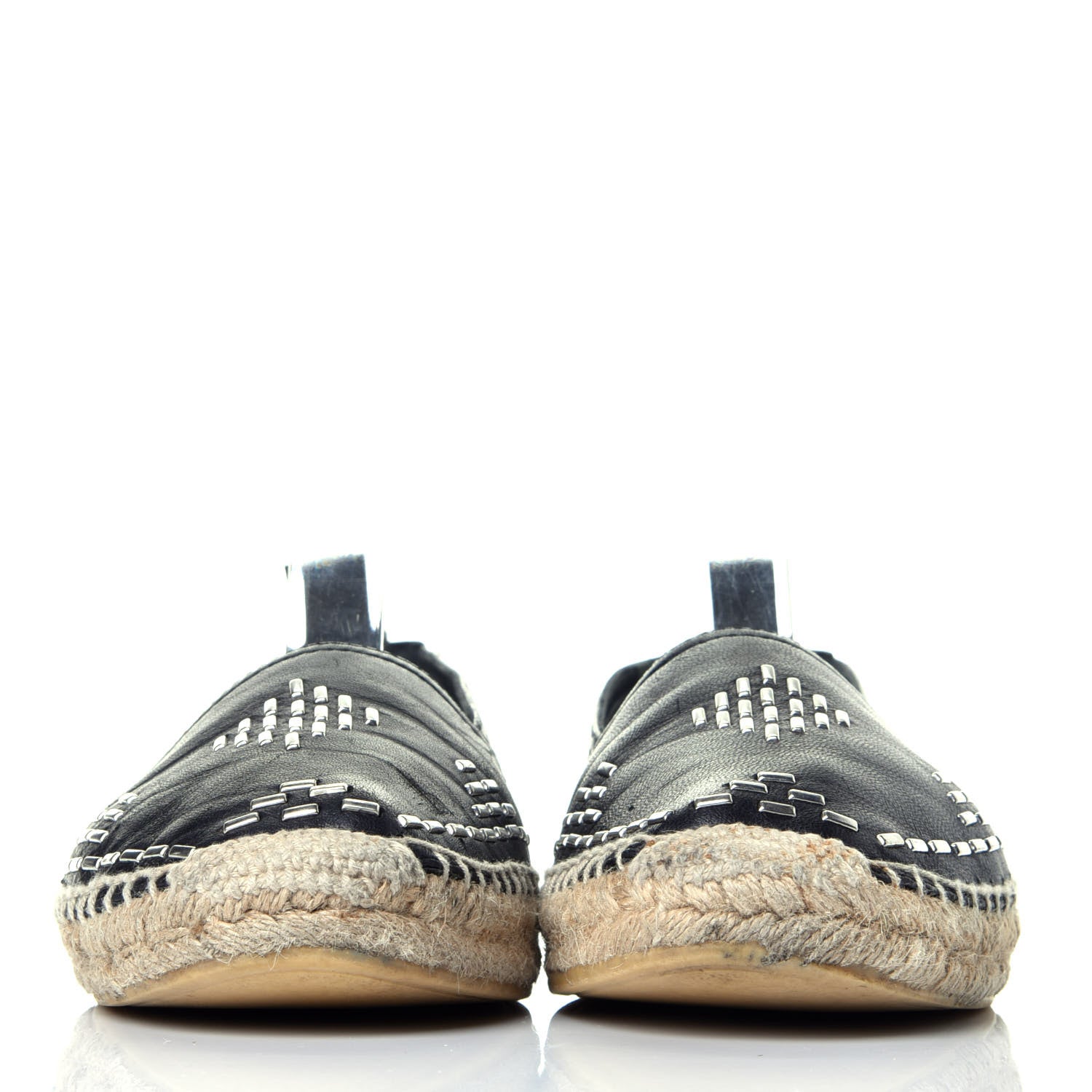 Saint Laurent Nappa Studded Espadrilles 36.5 Black 2 of 10