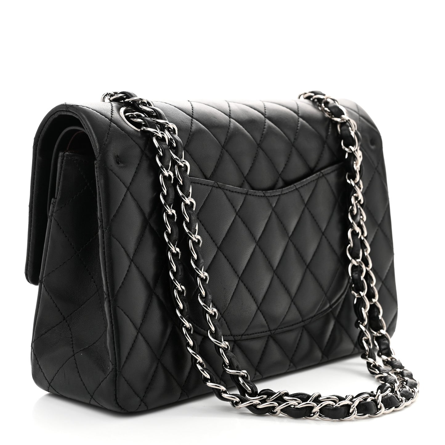 Lambskin Quilted Medium Double Flap Black
